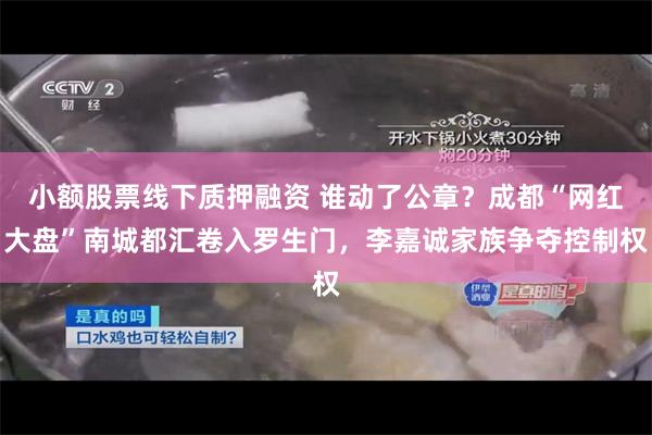 小额股票线下质押融资 谁动了公章？成都“网红大盘”南城都汇卷入罗生门，李嘉诚家族争夺控制权