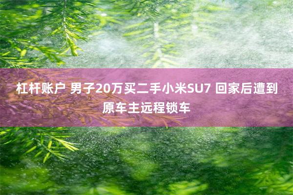 杠杆账户 男子20万买二手小米SU7 回家后遭到原车主远程锁车