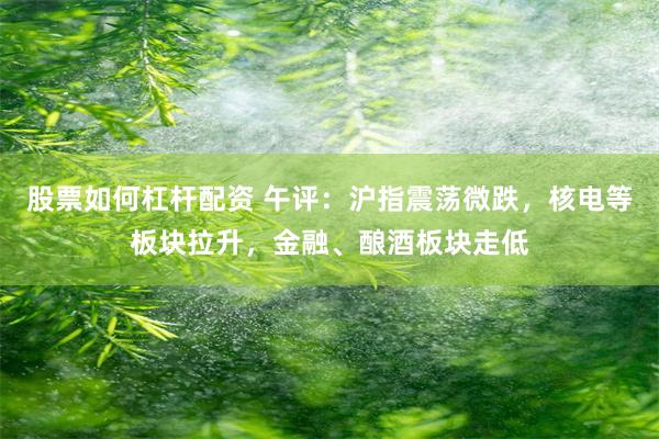 股票如何杠杆配资 午评：沪指震荡微跌，核电等板块拉升，金融、酿酒板块走低